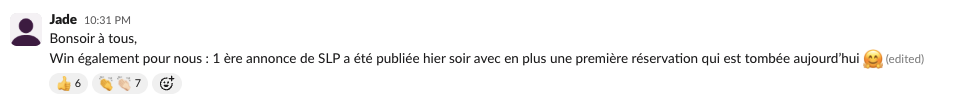 Message de Jade dans la communauté Liberty Cashflow : première annonce en sous-location publiée et première réservation le lendemain