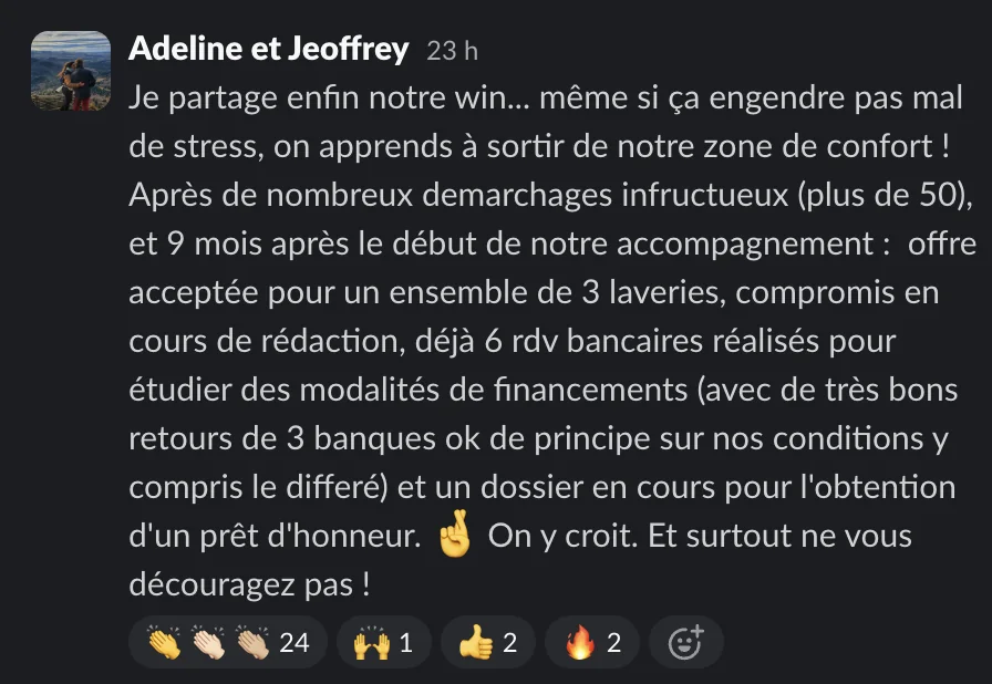 Capture d'un message partagé par un membre de Liberty Cashflow