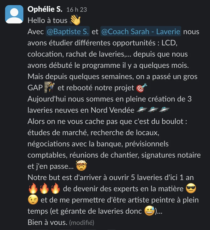 Capture d'un message partagé par un membre de Liberty Cashflow