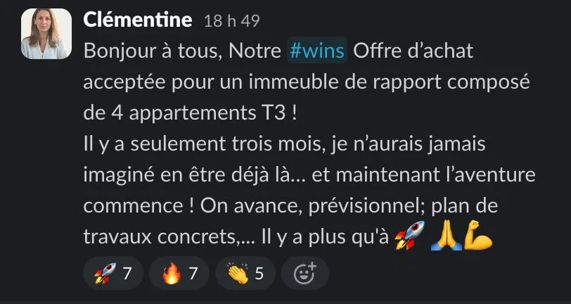 Capture d'un message partagé par un membre de Liberty Cashflow