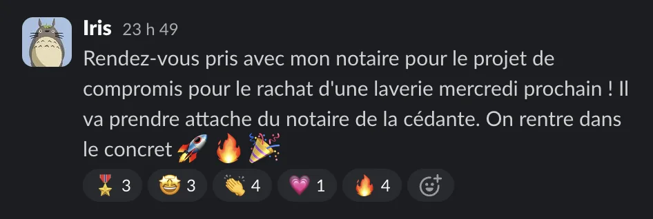 Capture d'un message partagé par un membre de Liberty Cashflow