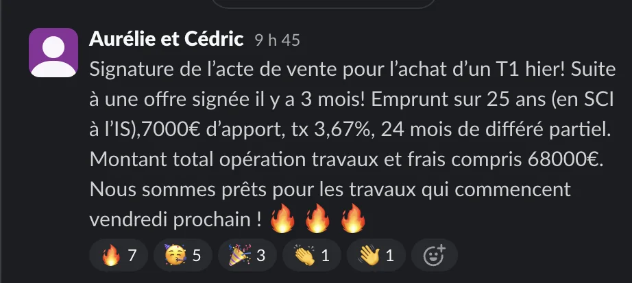 Capture d'un message partagé par un membre de Liberty Cashflow