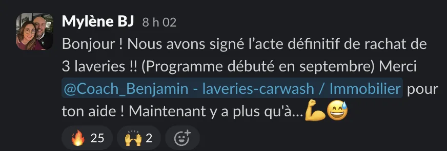 Capture d'un message partagé par un membre de Liberty Cashflow