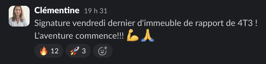 Capture d'un message partagé par un membre de Liberty Cashflow