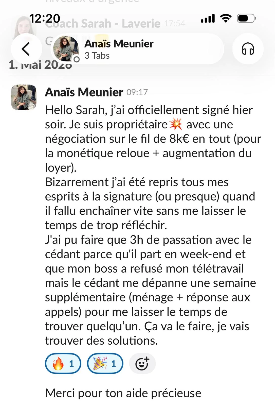 Capture d'un message partagé par un membre de Liberty Cashflow