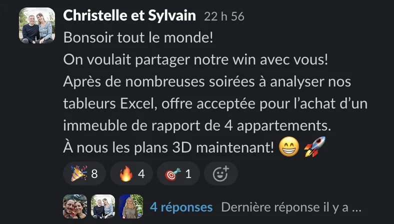 Capture d'un message partagé par un membre de Liberty Cashflow