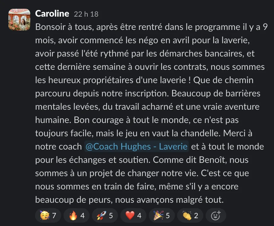 Capture d'un message partagé par un membre de Liberty Cashflow