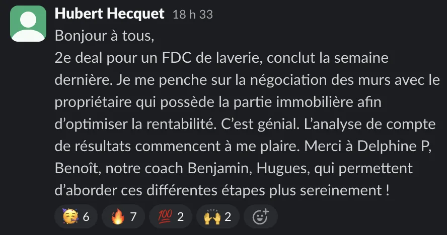 Capture d'un message partagé par un membre de Liberty Cashflow