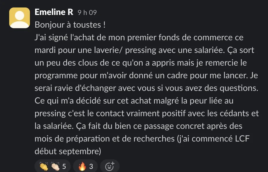 Capture d'un message partagé par un membre de Liberty Cashflow