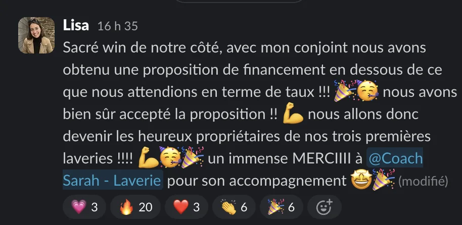 Capture d'un message partagé par un membre de Liberty Cashflow