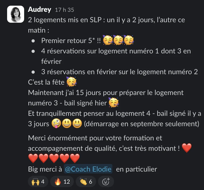 Capture d'un message partagé par un membre de Liberty Cashflow