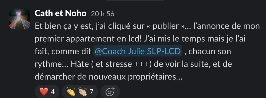 Capture d'un message partagé par un membre de Liberty Cashflow