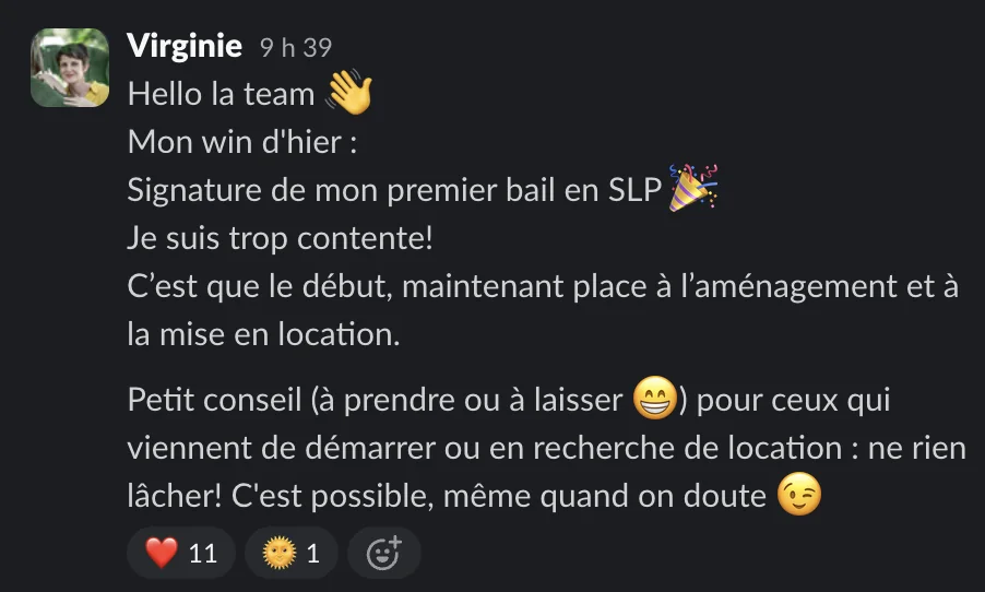 Capture d'un message partagé par un membre de Liberty Cashflow