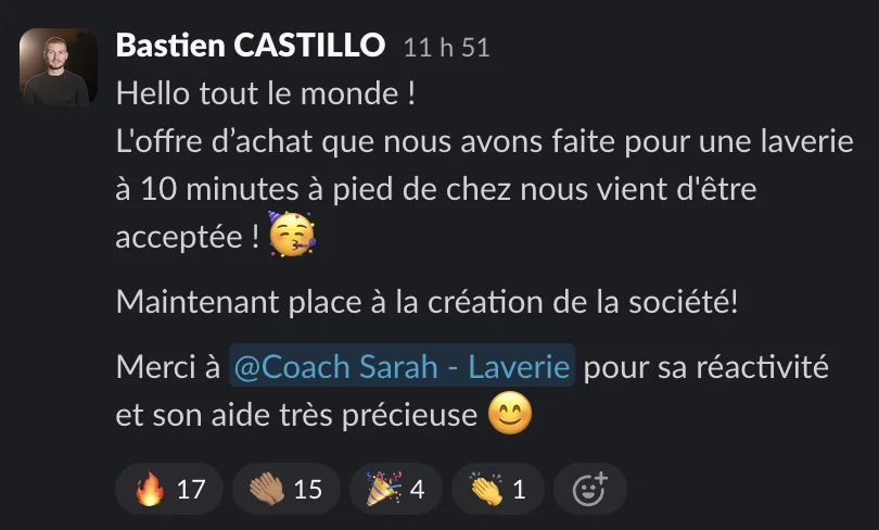 Capture d'un message partagé par un membre de Liberty Cashflow
