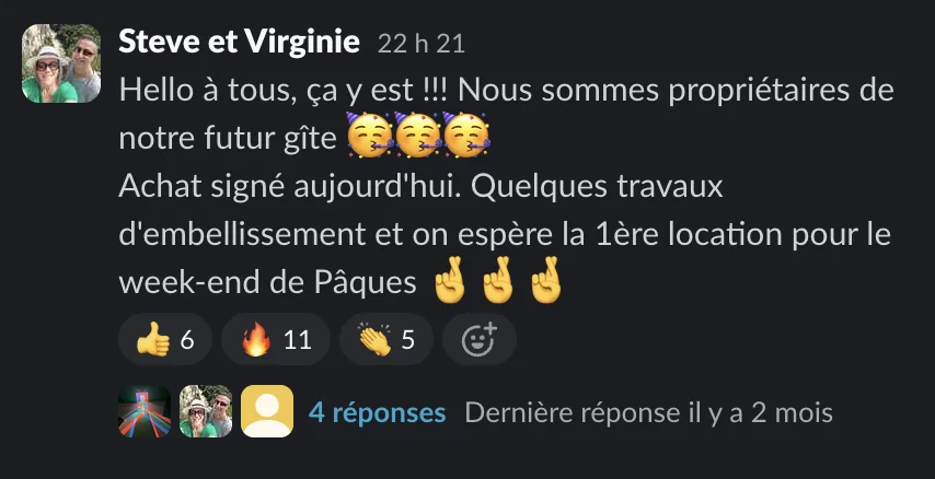 Capture d'un message partagé par un membre de Liberty Cashflow