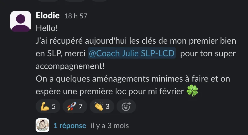 Capture d'un message partagé par un membre de Liberty Cashflow