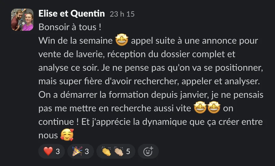 Capture d'un message partagé par un membre de Liberty Cashflow
