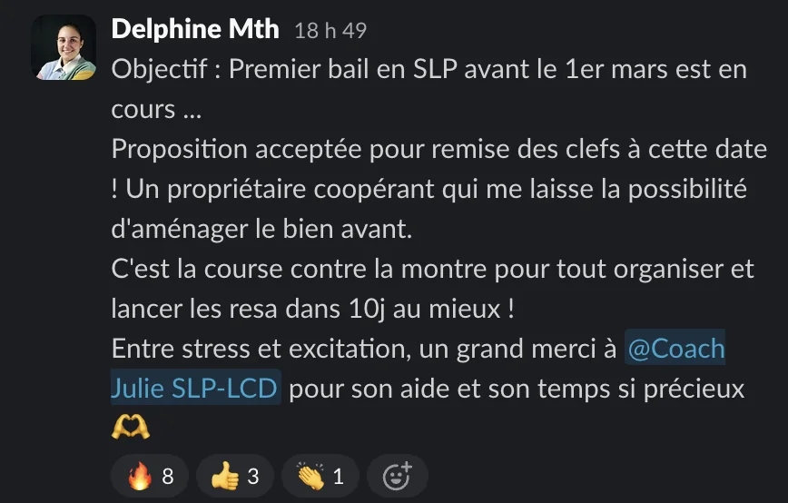 Capture d'un message partagé par un membre de Liberty Cashflow