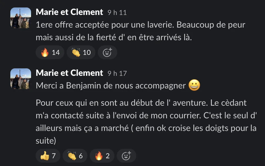Capture d'un message partagé par un membre de Liberty Cashflow