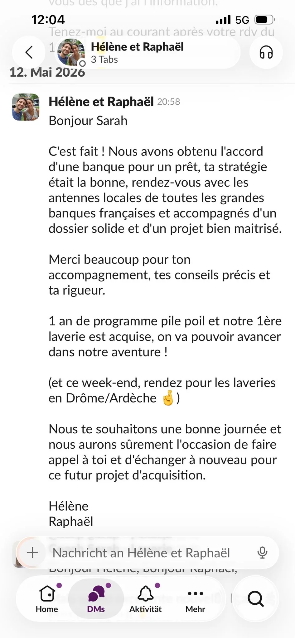 Capture d'un message partagé par un membre de Liberty Cashflow