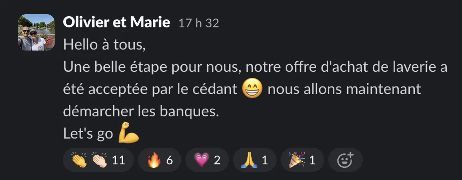 Capture d'un message partagé par un membre de Liberty Cashflow