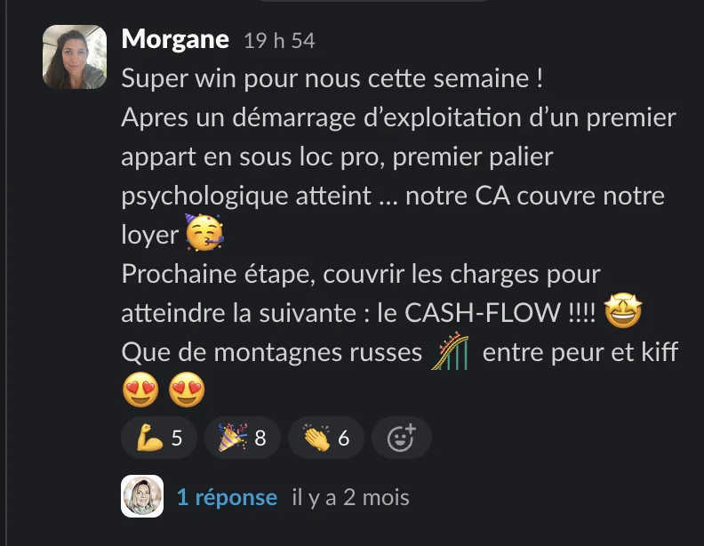 Capture d'un message partagé par un membre de Liberty Cashflow
