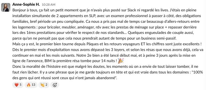 Capture d'un message partagé par un membre de Liberty Cashflow