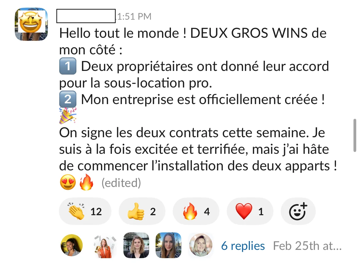 Capture d'un message partagé par un membre de Liberty Cashflow