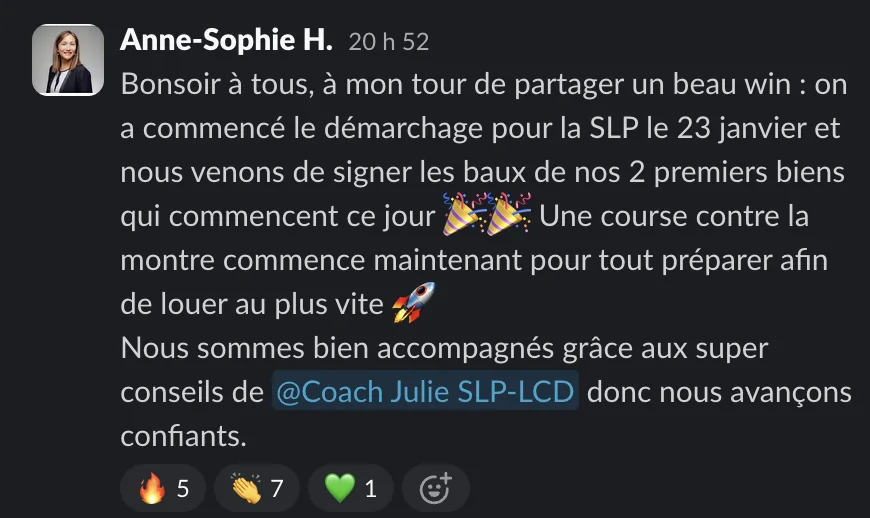 Capture d'un message partagé par un membre de Liberty Cashflow