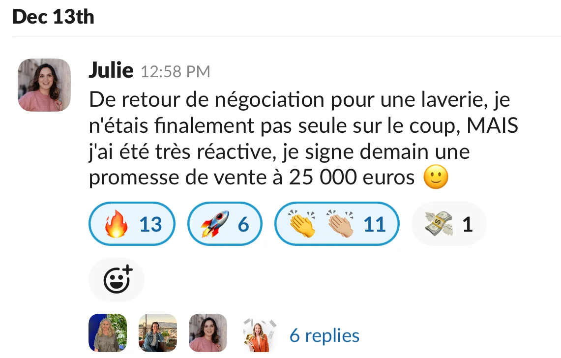 Capture d'un message partagé par un membre de Liberty Cashflow