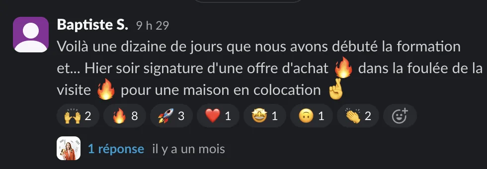 Capture d'un message partagé par un membre de Liberty Cashflow