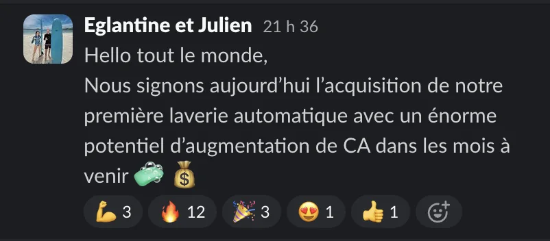 Capture d'un message partagé par un membre de Liberty Cashflow