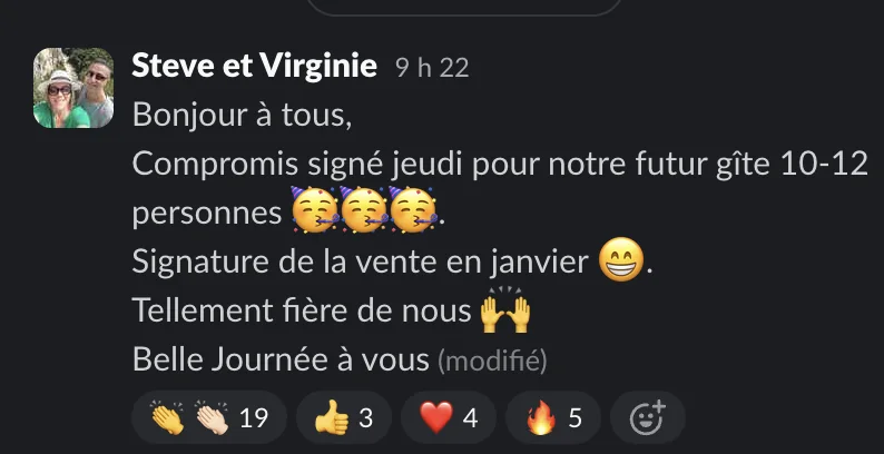 Capture d'un message partagé par un membre de Liberty Cashflow