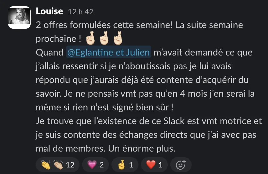 Capture d'un message partagé par un membre de Liberty Cashflow