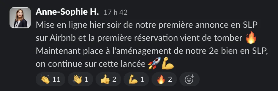 Capture d'un message partagé par un membre de Liberty Cashflow