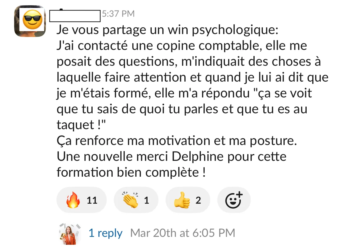 Capture d'un message partagé par un membre de Liberty Cashflow