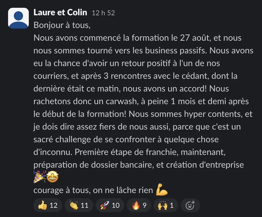 Capture d'un message partagé par un membre de Liberty Cashflow