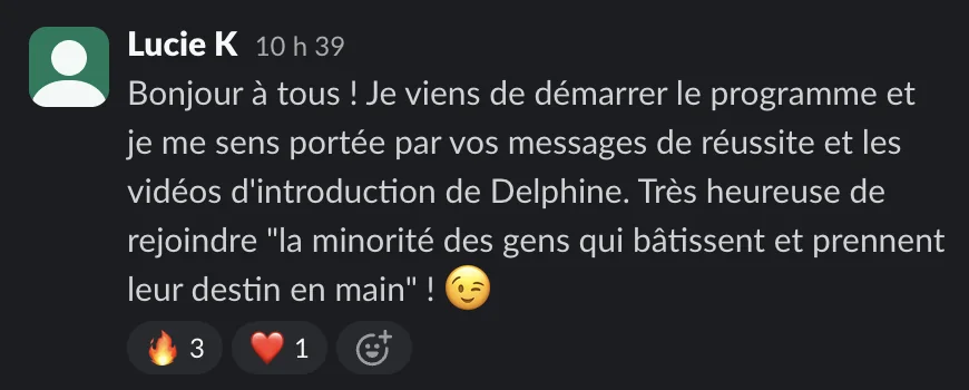 Capture d'un message partagé par un membre de Liberty Cashflow
