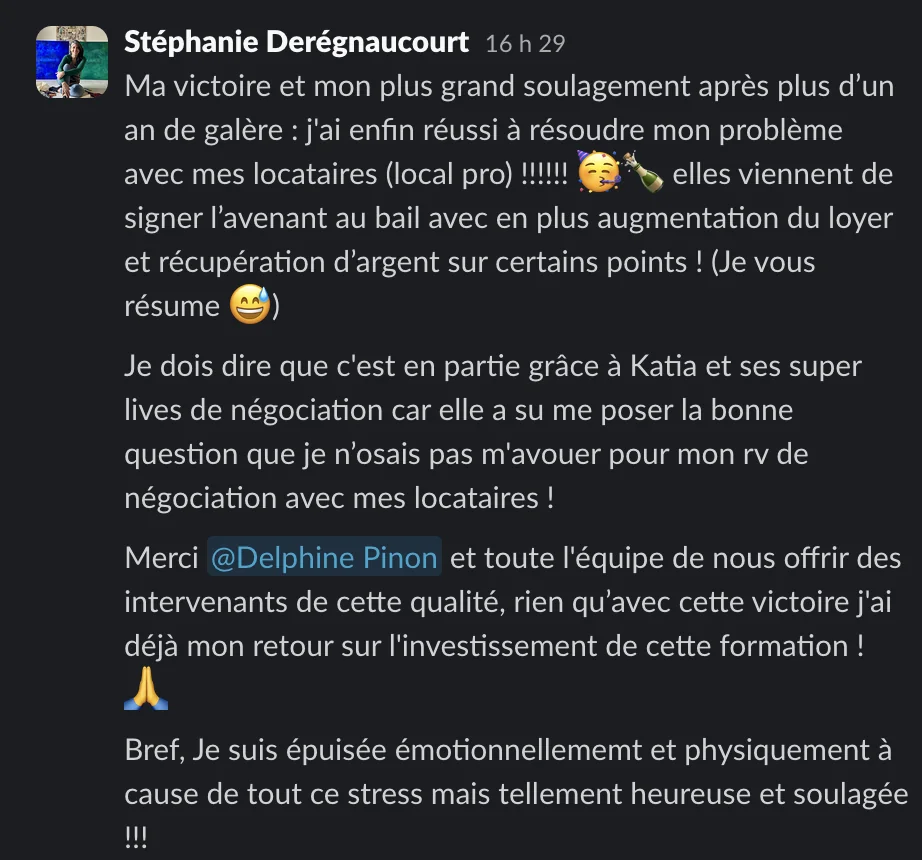 Capture d'un message partagé par un membre de Liberty Cashflow