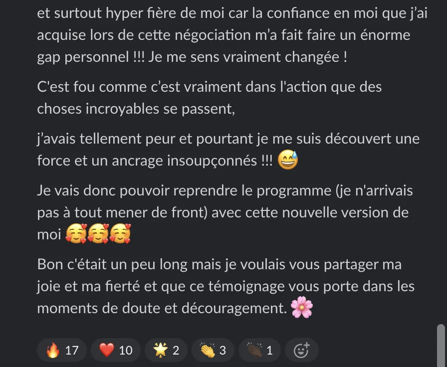 Capture d'un message partagé par un membre de Liberty Cashflow