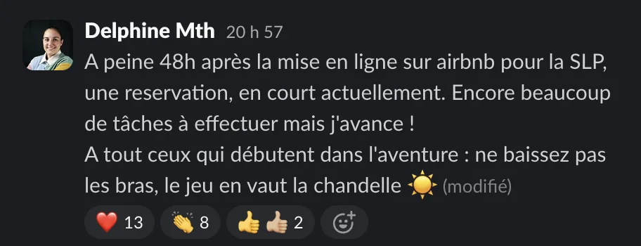 Capture d'un message partagé par un membre de Liberty Cashflow