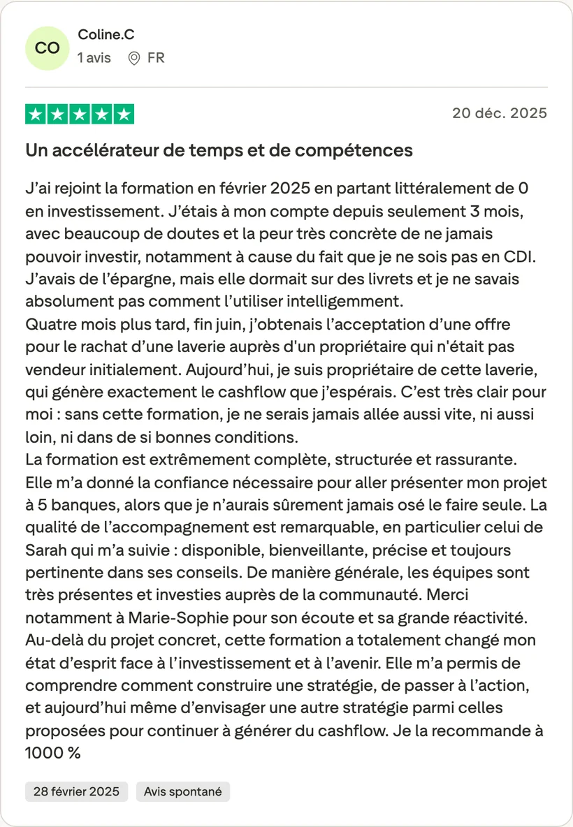 Capture d'un message partagé par un membre de Liberty Cashflow