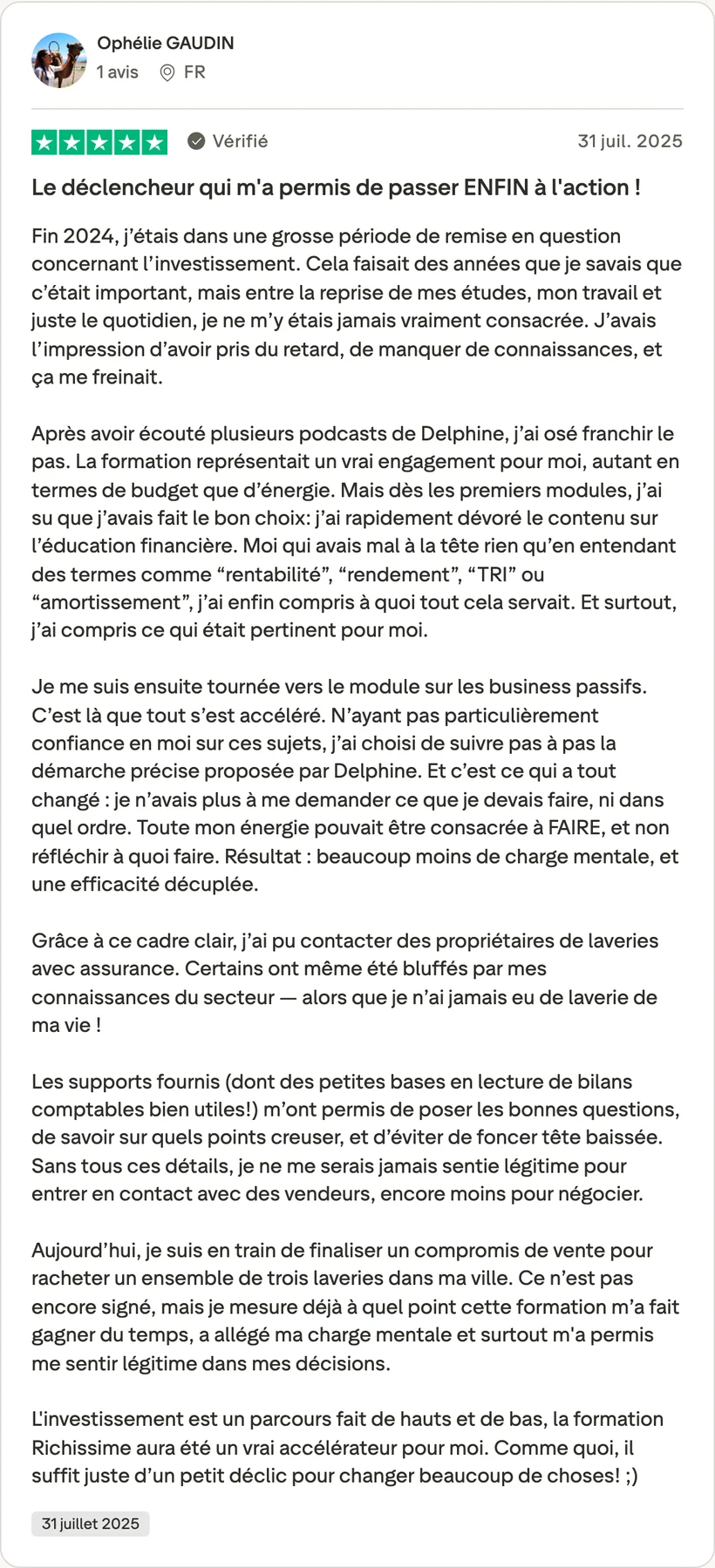 Capture d'un message partagé par un membre de Liberty Cashflow