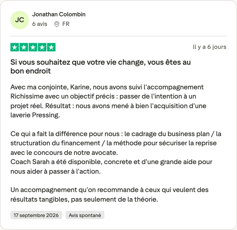 Capture d'un message partagé par un membre de Liberty Cashflow
