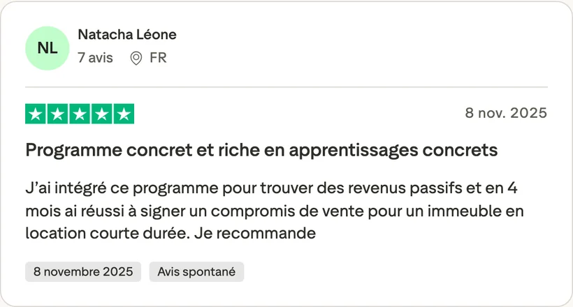 Capture d'un message partagé par un membre de Liberty Cashflow