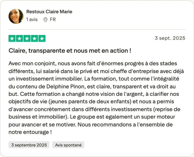 Capture d'un message partagé par un membre de Liberty Cashflow