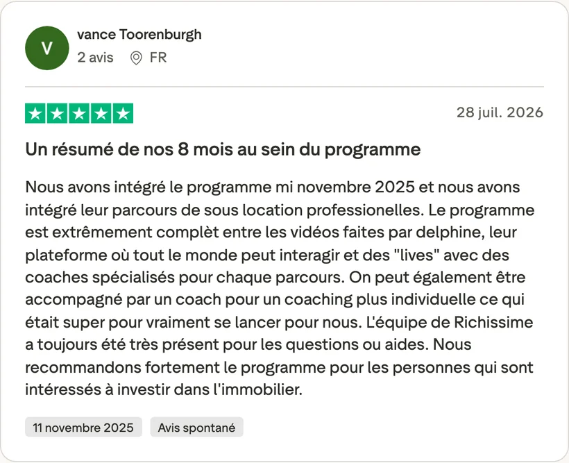Capture d'un message partagé par un membre de Liberty Cashflow