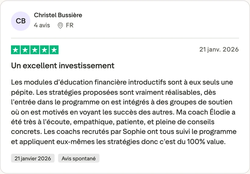 Capture d'un message partagé par un membre de Liberty Cashflow