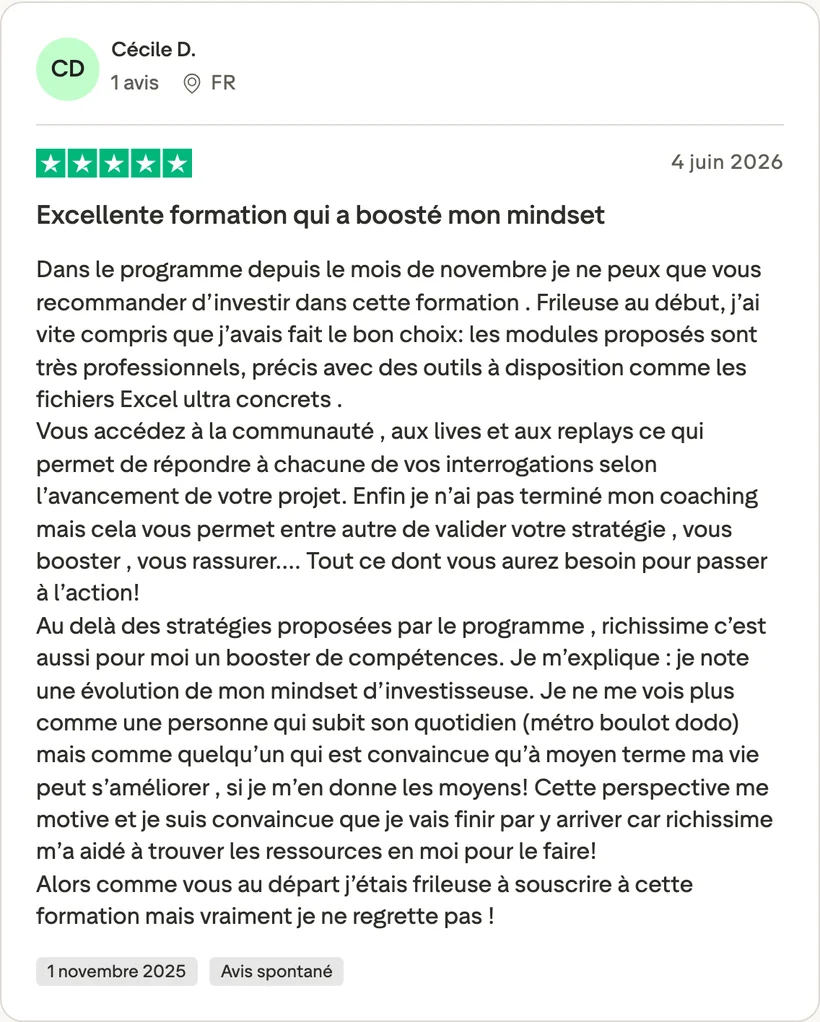 Capture d'un message partagé par un membre de Liberty Cashflow