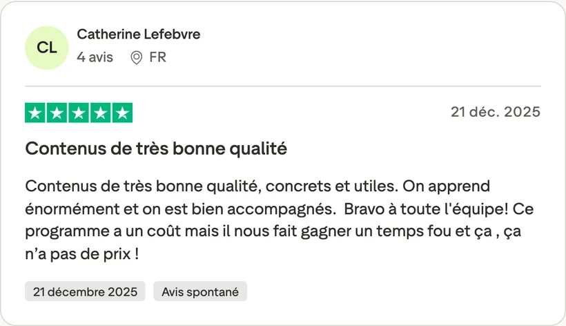 Capture d'un message partagé par un membre de Liberty Cashflow